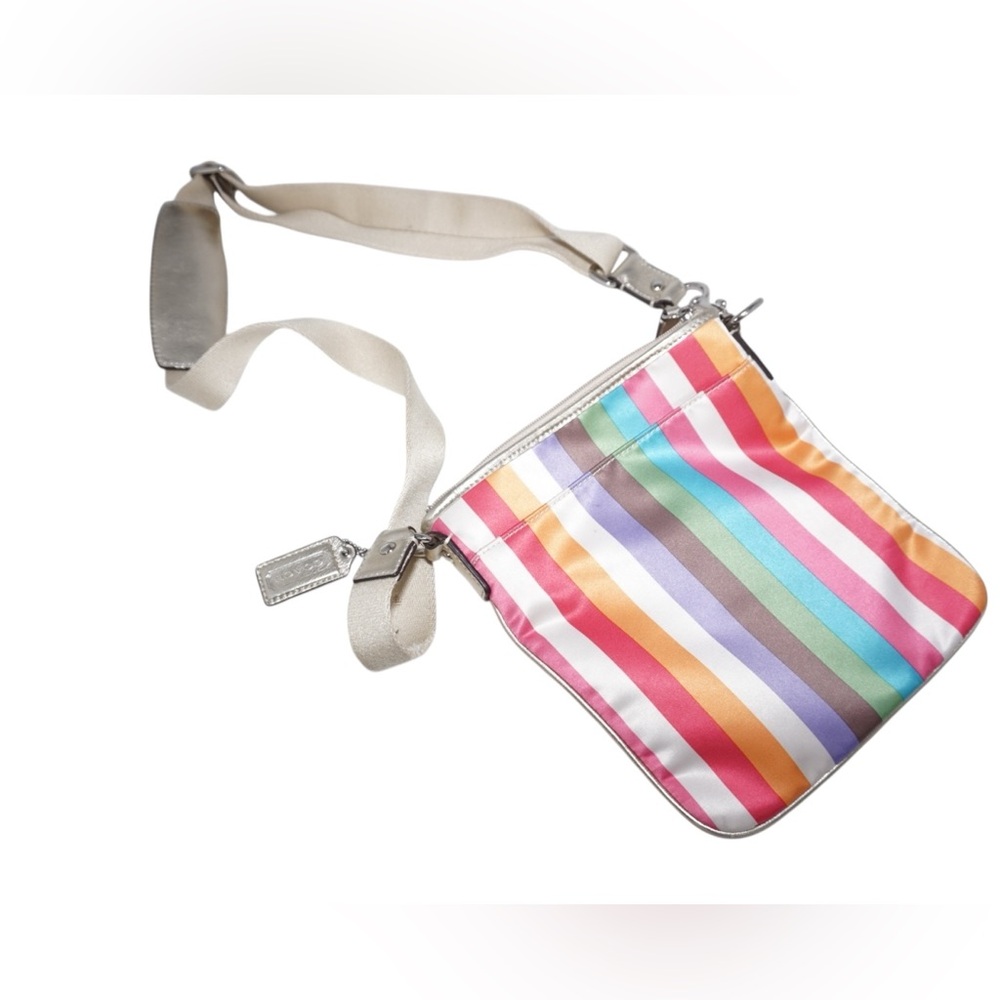 Coach Legacy Julia Striped Sateen Crossbody Bag Y2K Multi-Color - Picture 3 of 9